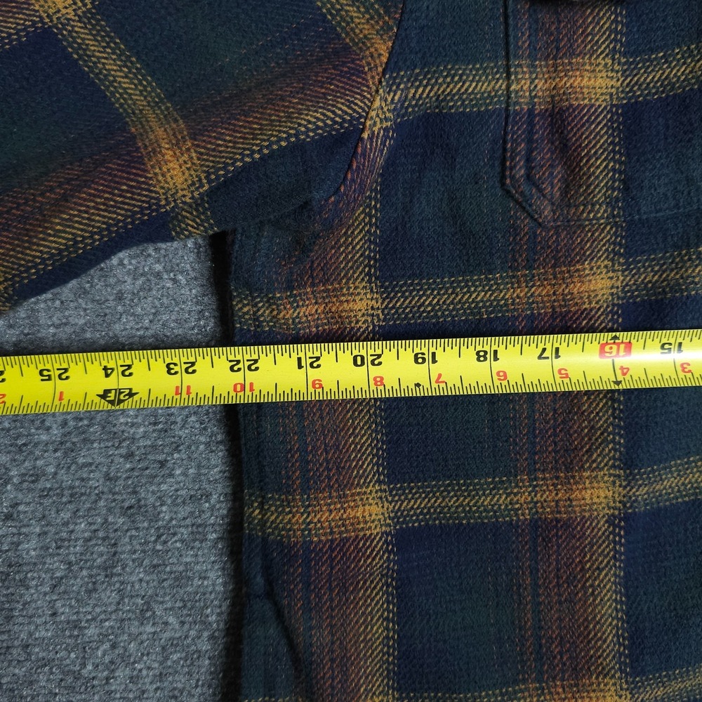 Orvis Flannel Shirt Jacket Mens Large Heavyweight Plaid Button Up Long Sleeve - Picture 9 of 10